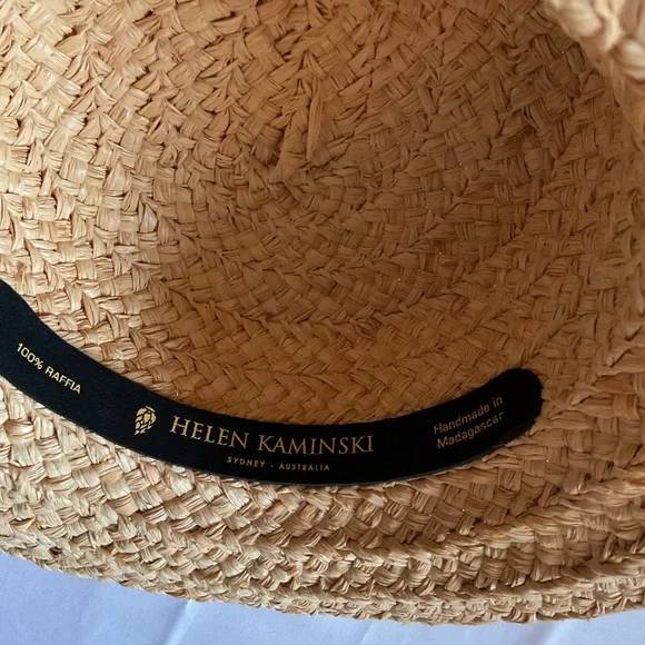 Helen Kaminski Raffia Straw Hat with Black Ribbon Handmade in Madagascar - Picture 5 of 10